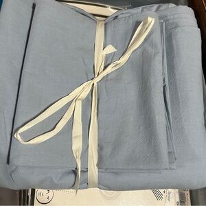 BESTOUCH Duvet Cover Set, 100% Washed Cotton Cal King -Light Blue/Gray NWOT